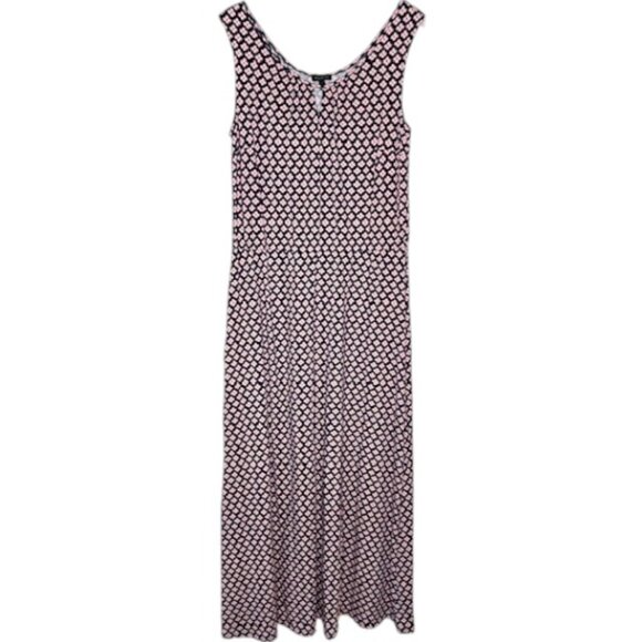 Talbots Floral Cotton/Modal Sleeveless Maxi Dress - Navy/Pink/White - M - Picture 1 of 10